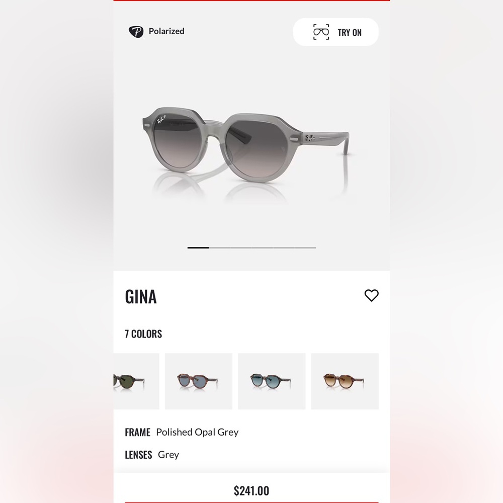 Grey polarized Ray Ban sunglasses